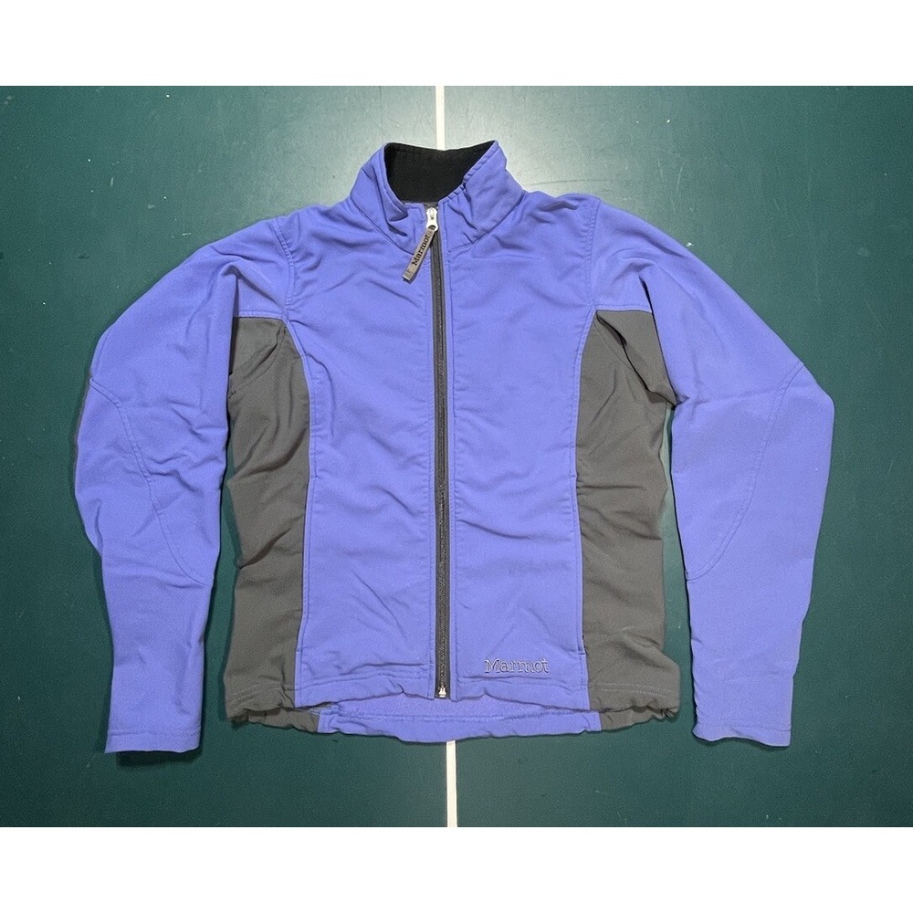Marmot Soft Shell Jacket Women's Small Blue‎ Full Zip Fleece Lined Zip Pocket